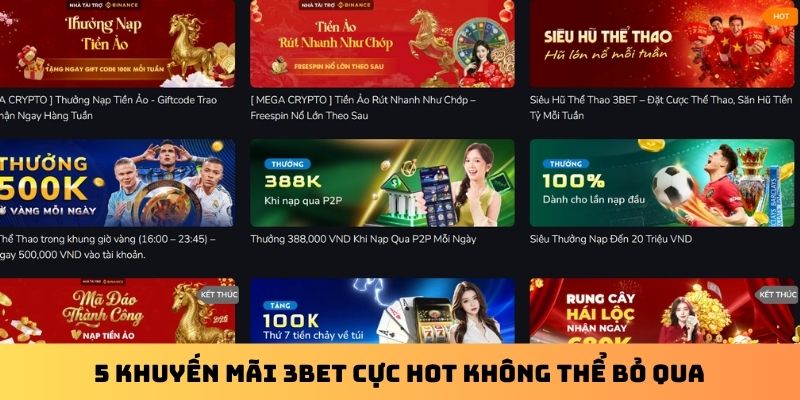 5 khuyến mãi 3Bet cực hot không thể bỏ qua