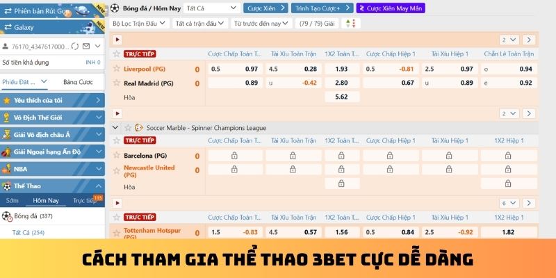 Cách tham gia thể thao 3Bet cực dễ dàng